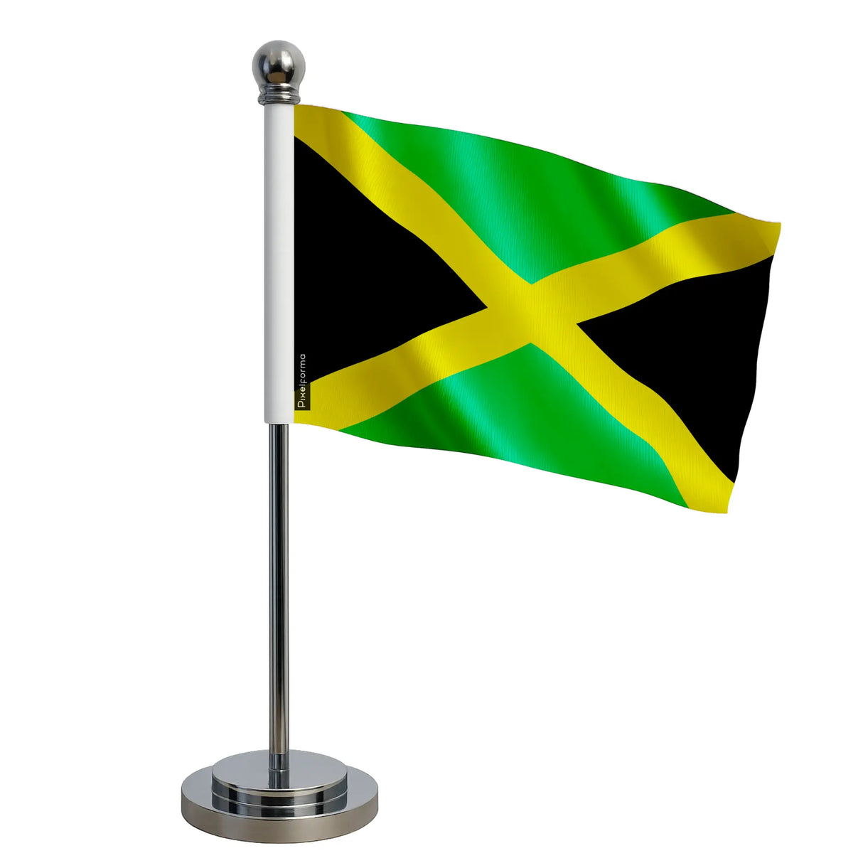 Drapeau bureau jamaïque polyester socle acier inoxydable