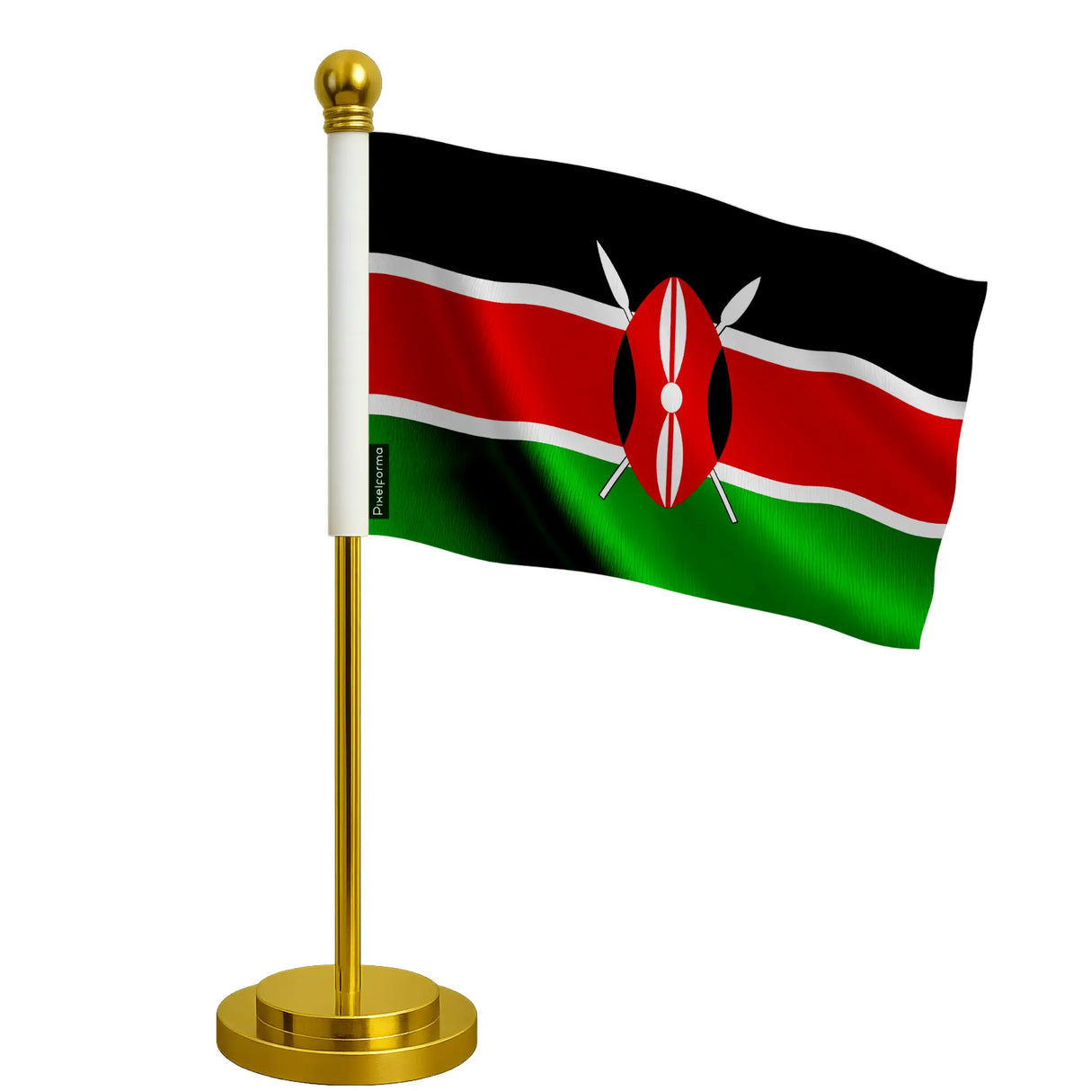 Drapeau bureau kenya polyester socle acier inoxydable