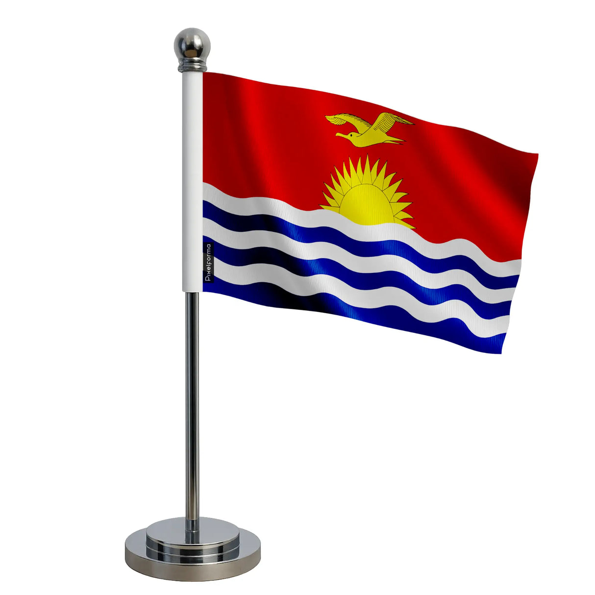 Drapeau bureau kiribati polyester socle acier inoxydable
