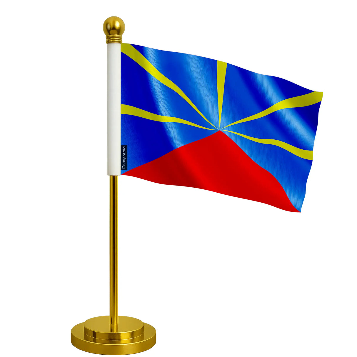 Drapeau bureau la réunion polyester socle acier inoxydable