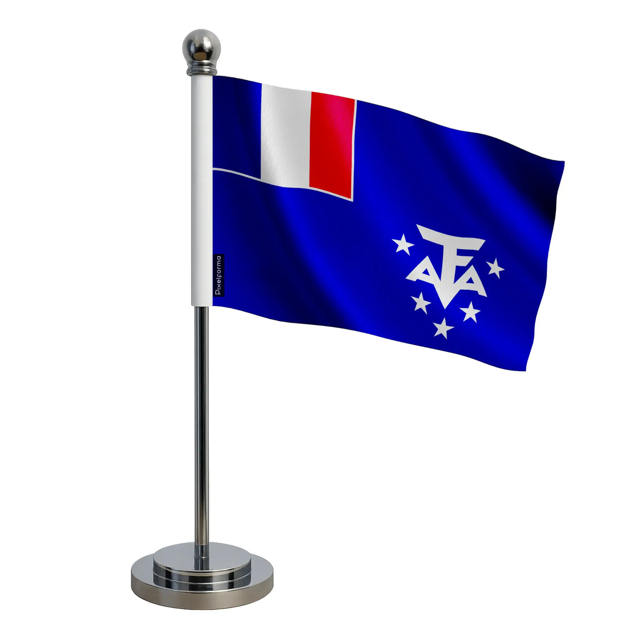 Drapeau bureau l’antarctique française polyester socle acier