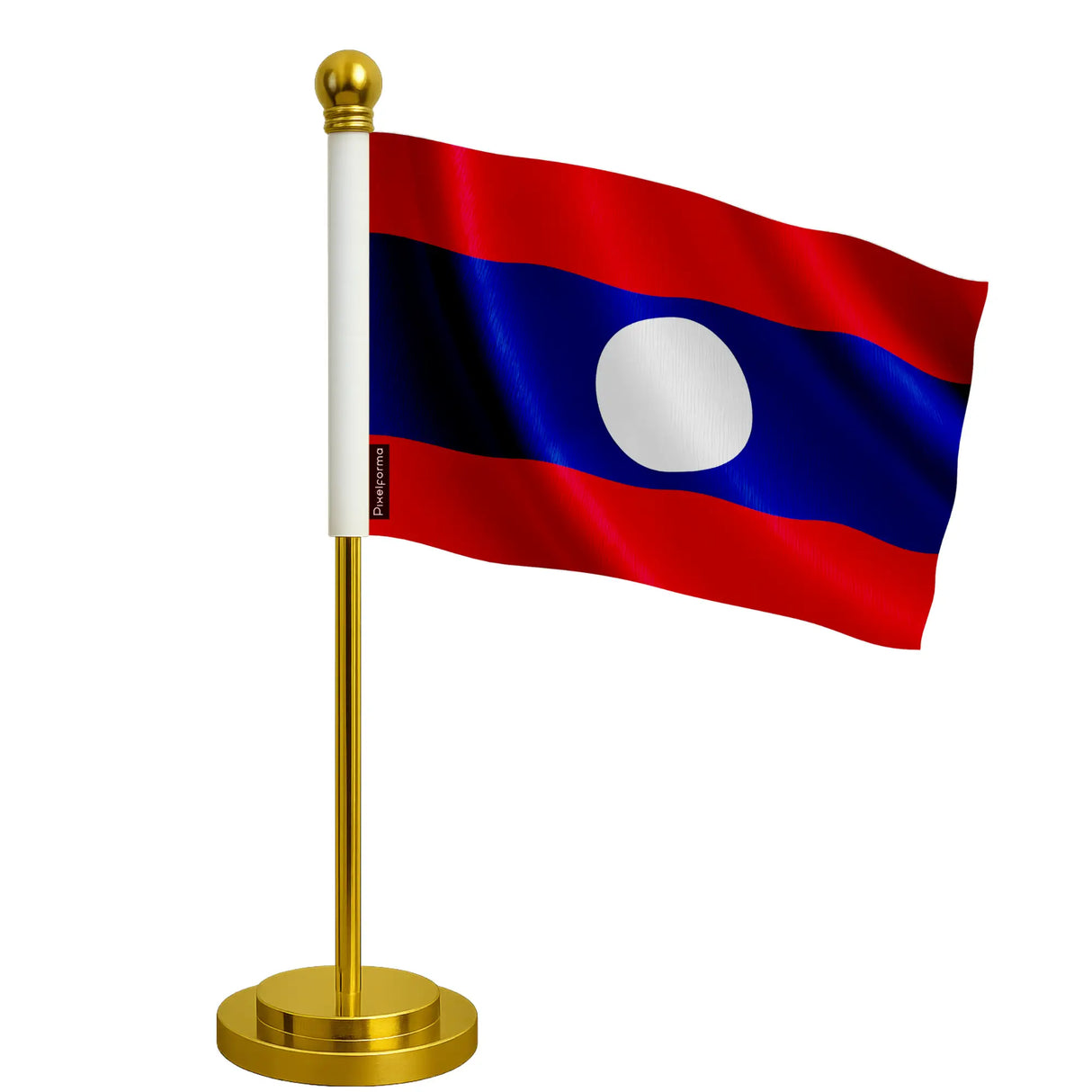 Drapeau bureau laos polyester socle acier inoxydable