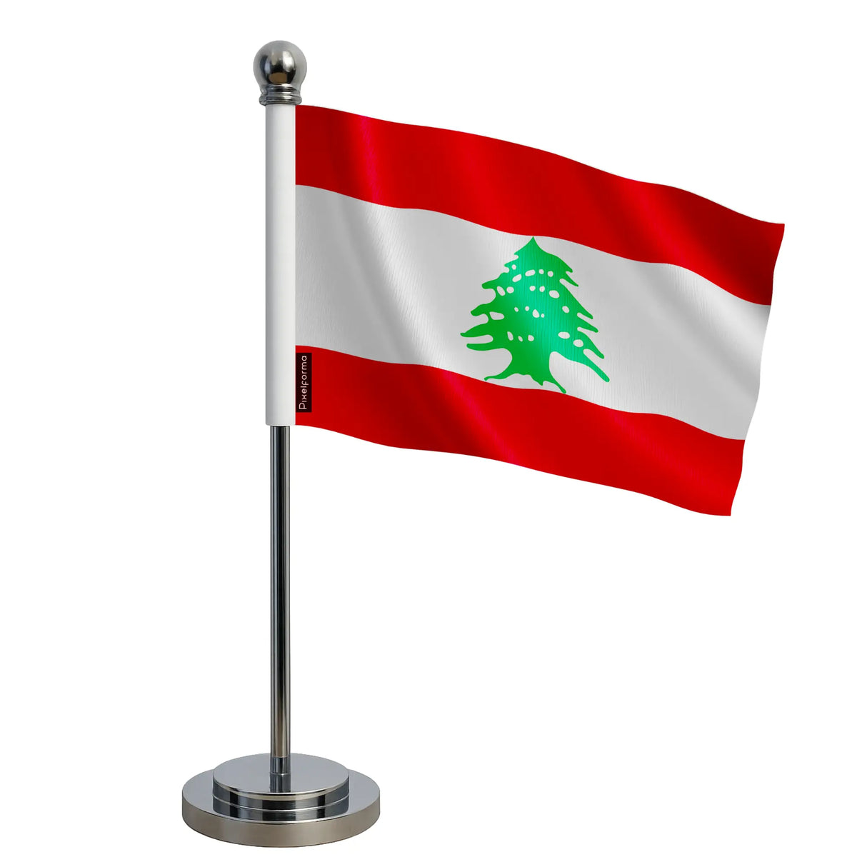 Drapeau bureau liban polyester socle acier inoxydable