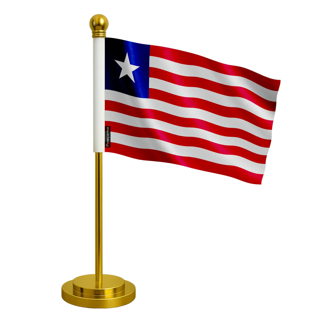 Drapeau bureau liberia polyester socle acier inoxydable