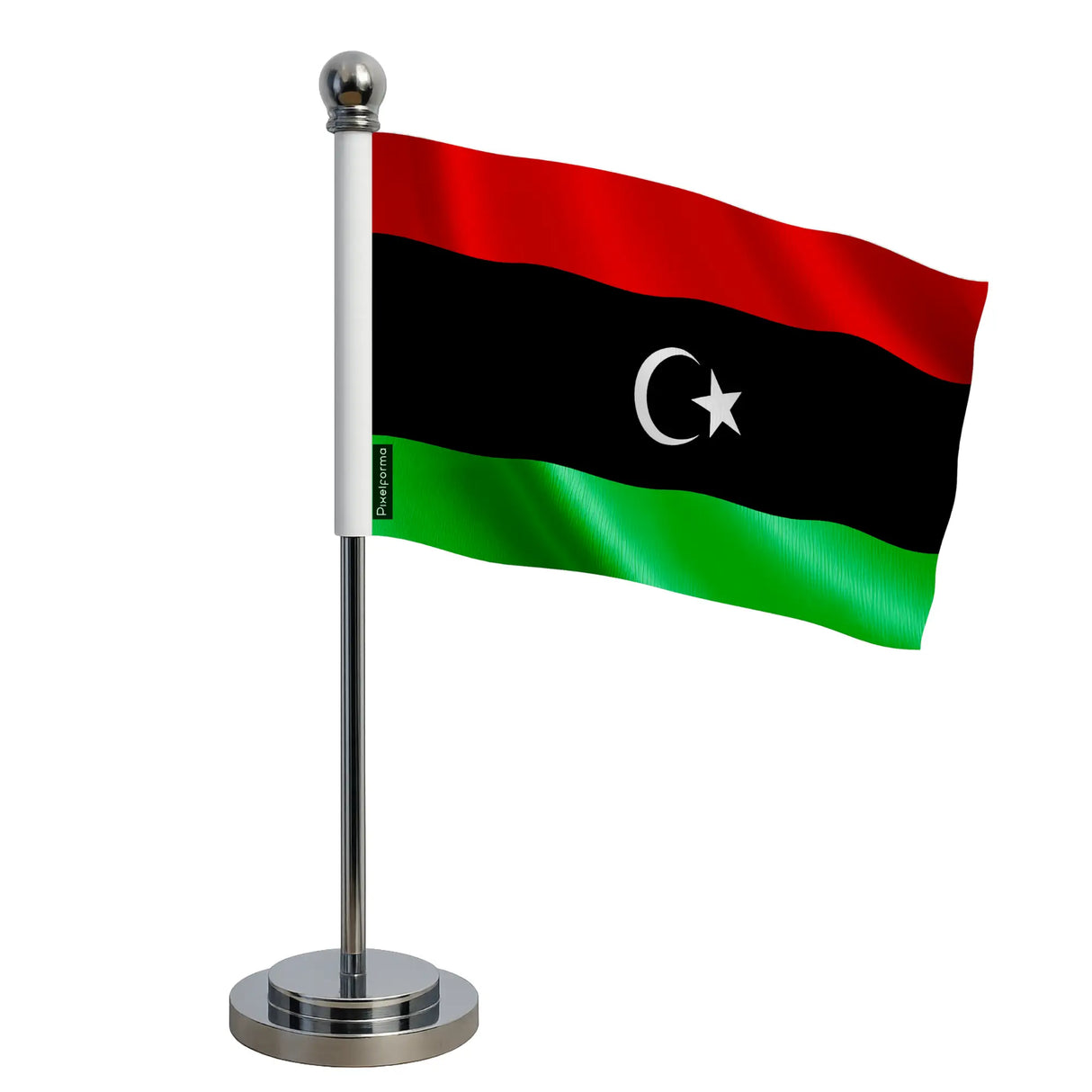 Drapeau bureau libye polyester avec socle acier inoxydable