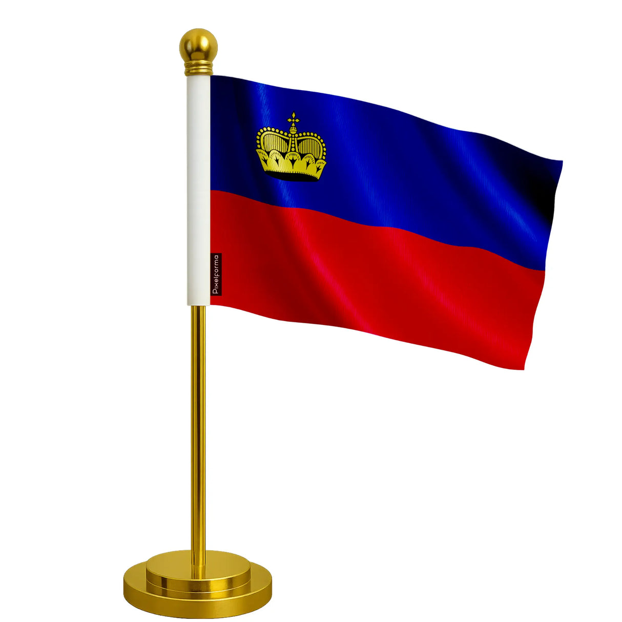 Drapeau bureau liechtenstein polyester socle acier inoxydable