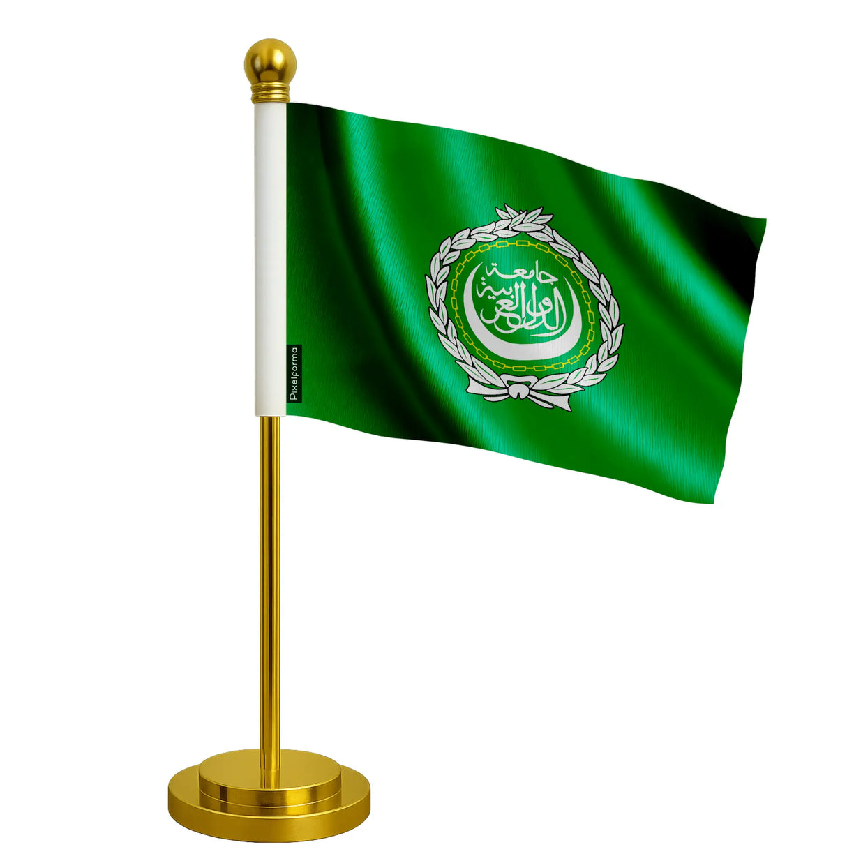 Drapeau bureau ligue arabe polyester socle acier inoxydable