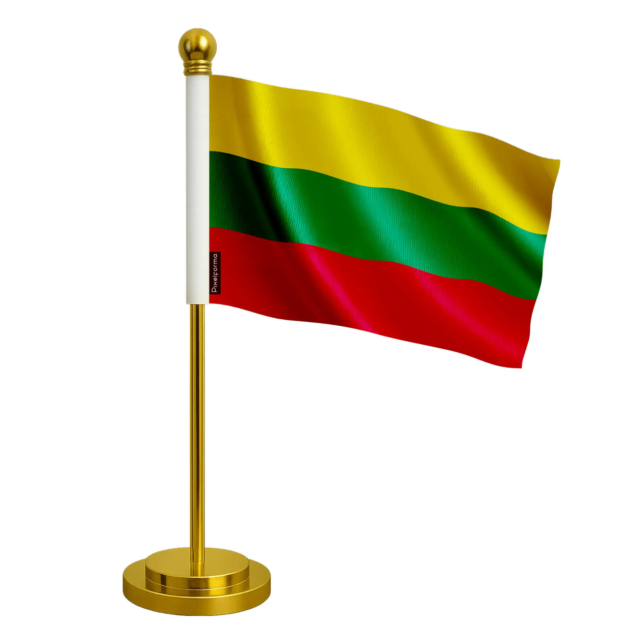 Drapeau bureau lituanie polyester avec socle acier inoxydable