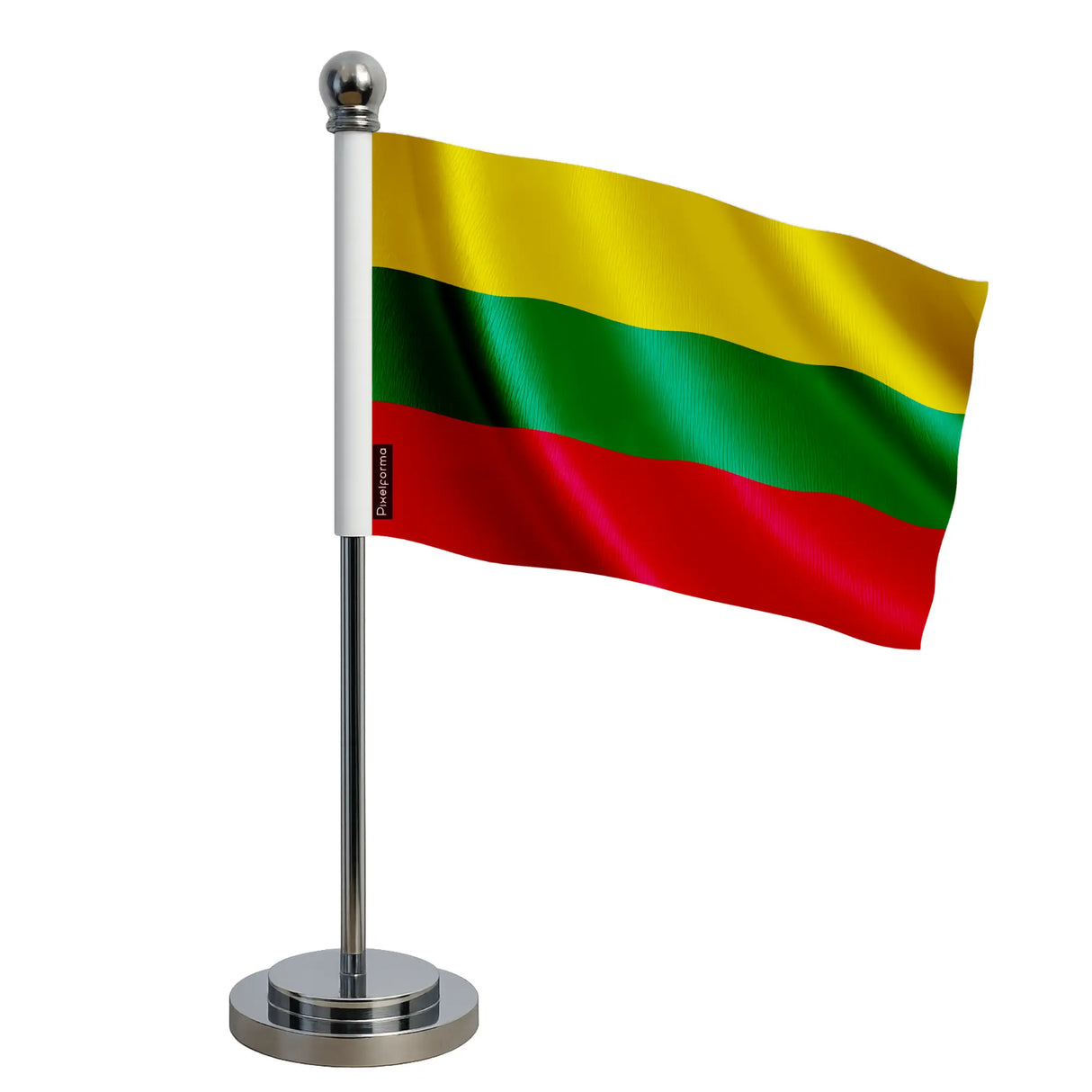 Drapeau bureau lituanie polyester socle acier inoxydable