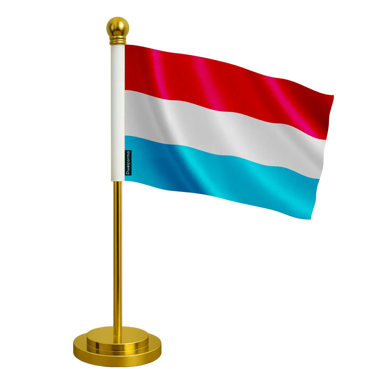 Drapeau bureau luxembourg polyester socle acier inoxydable