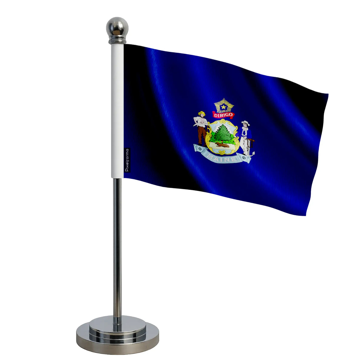 Drapeau bureau maine polyester socle en acier inoxydable