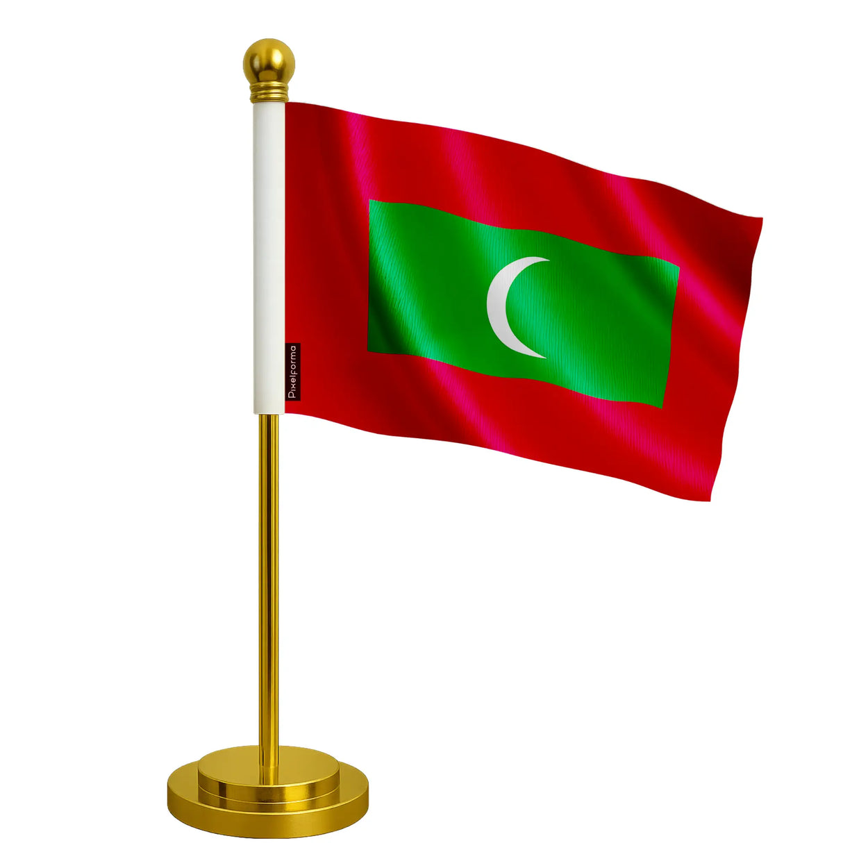 Drapeau bureau maldives polyester avec socle acier inoxydable