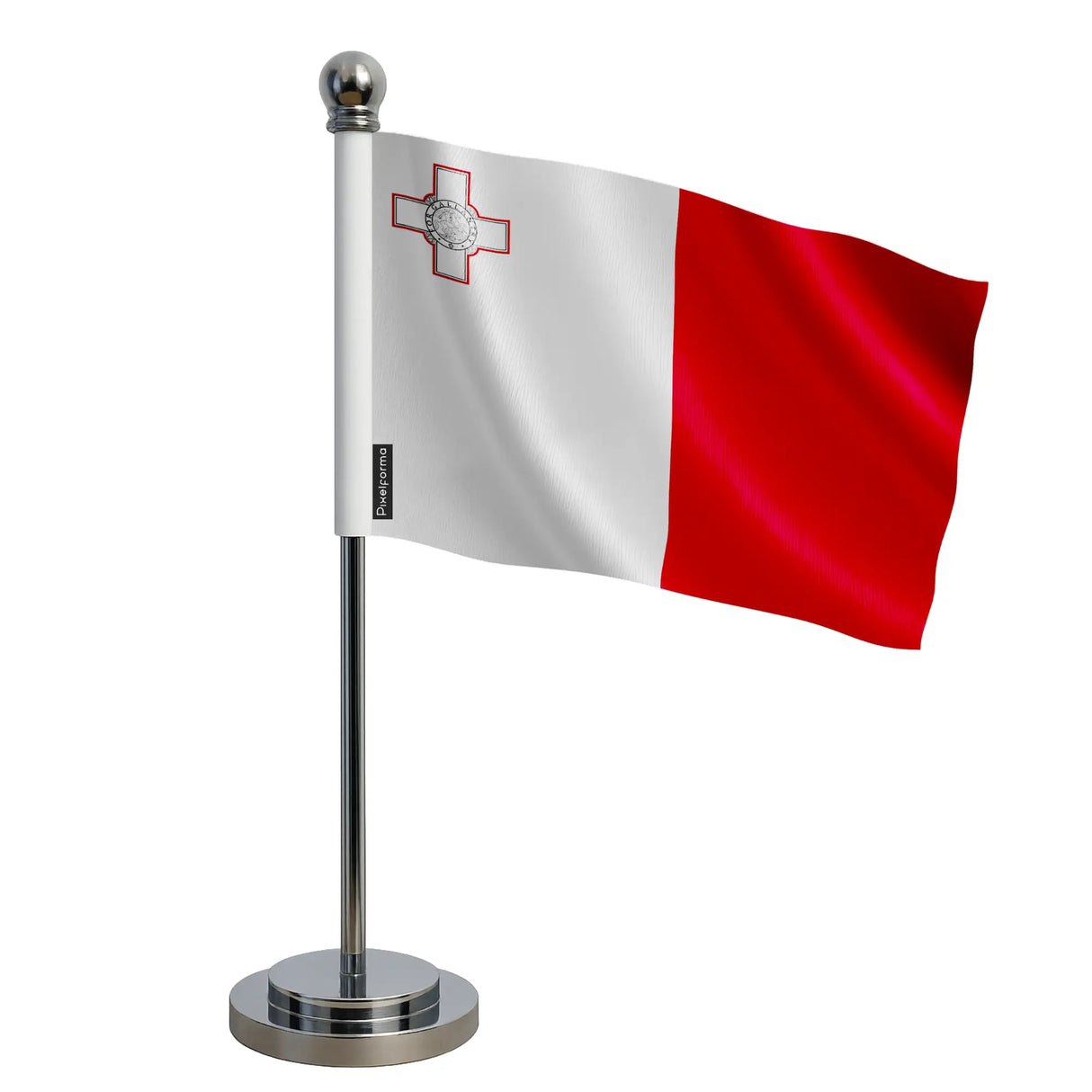 Drapeau bureau malte polyester socle acier inoxydable