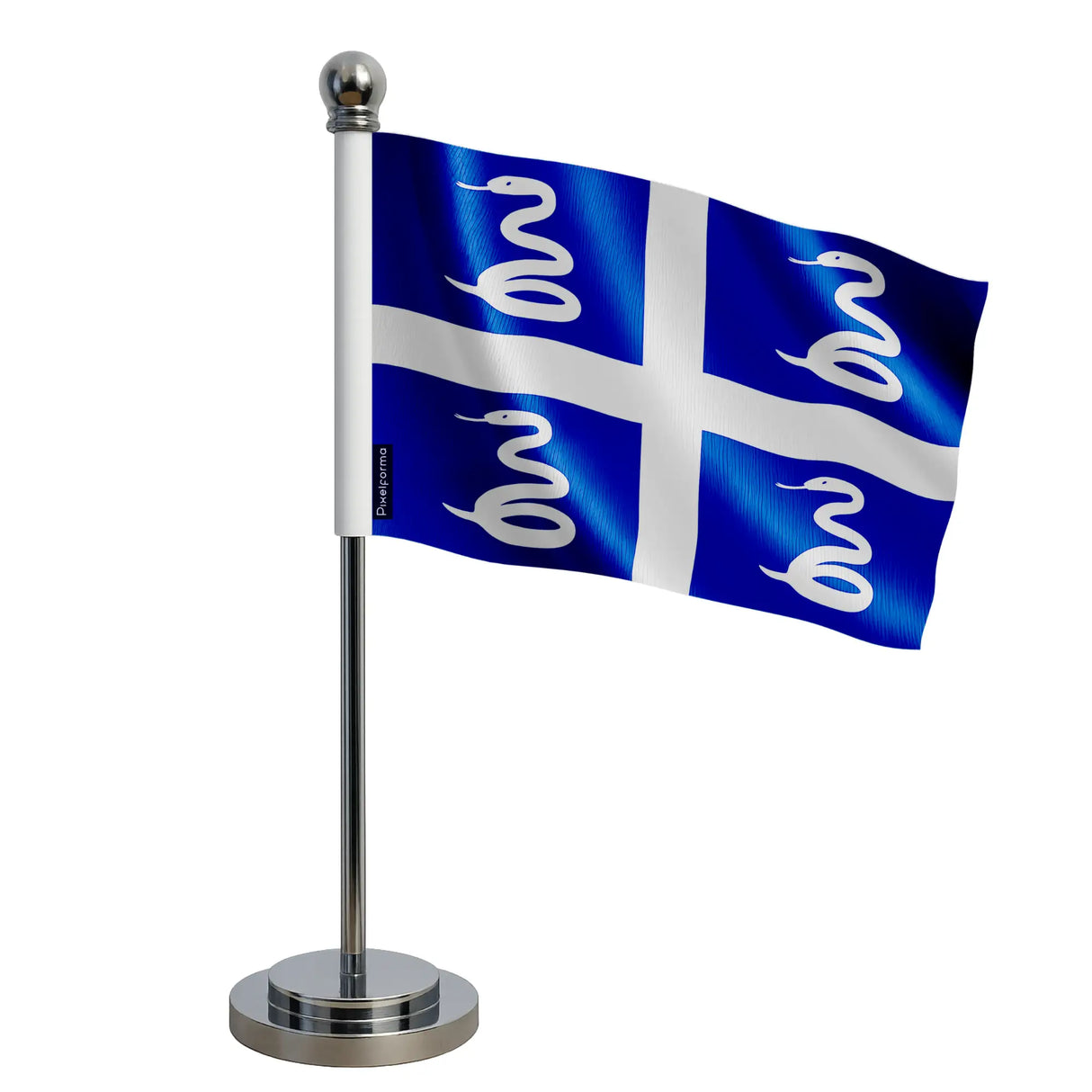 Drapeau bureau martinique polyester socle acier inoxydable