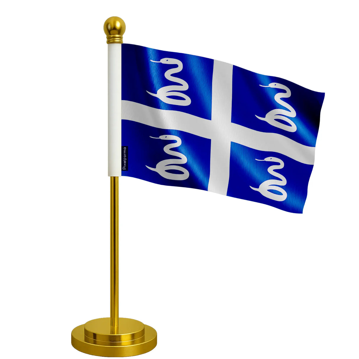 Drapeau bureau martinique polyester socle acier inoxydable