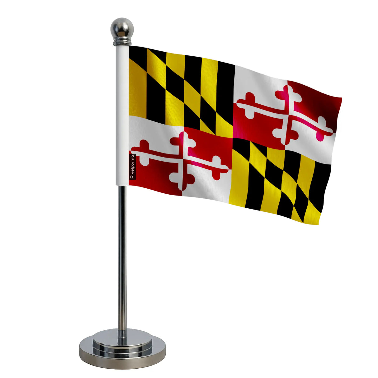 Drapeau bureau maryland polyester avec socle acier inoxydable