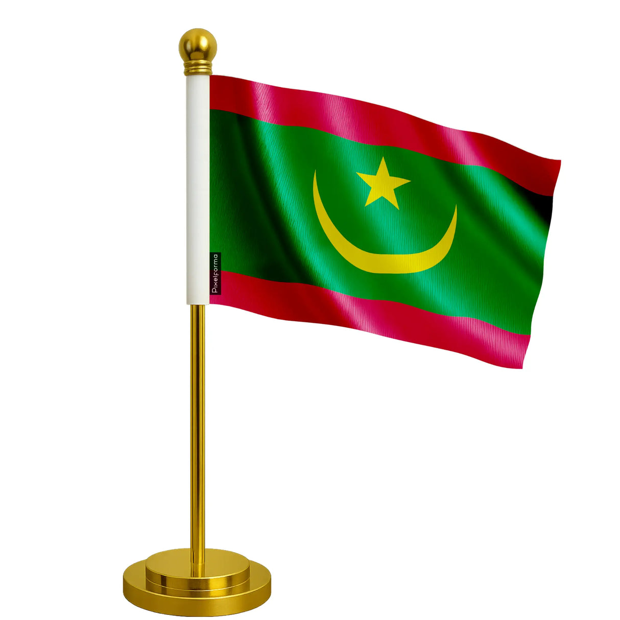 Drapeau bureau mauritanie polyester socle acier inoxydable