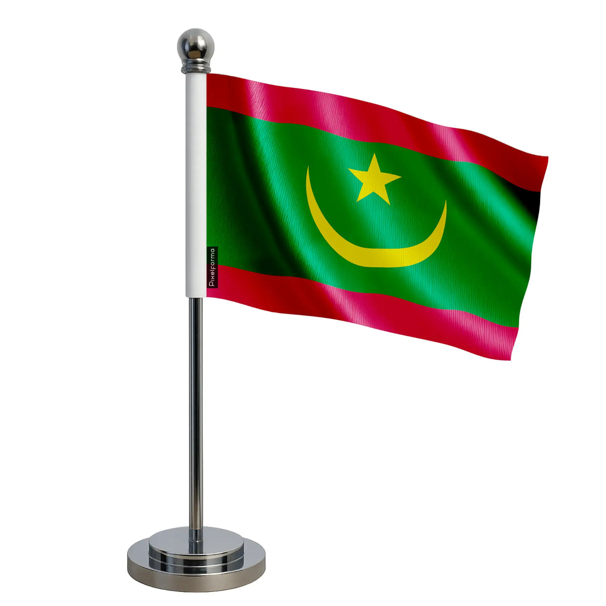 Drapeau bureau mauritanie polyester socle acier inoxydable