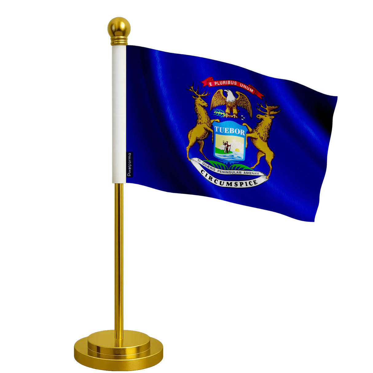Drapeau bureau michigan polyester socle acier inoxydable