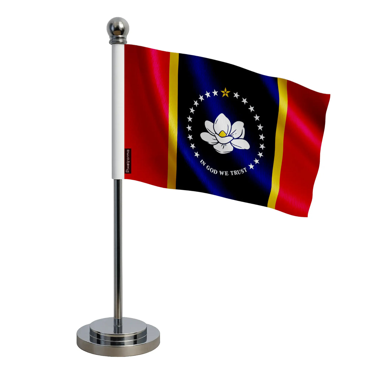 Drapeau bureau mississippi polyester socle acier inoxydable