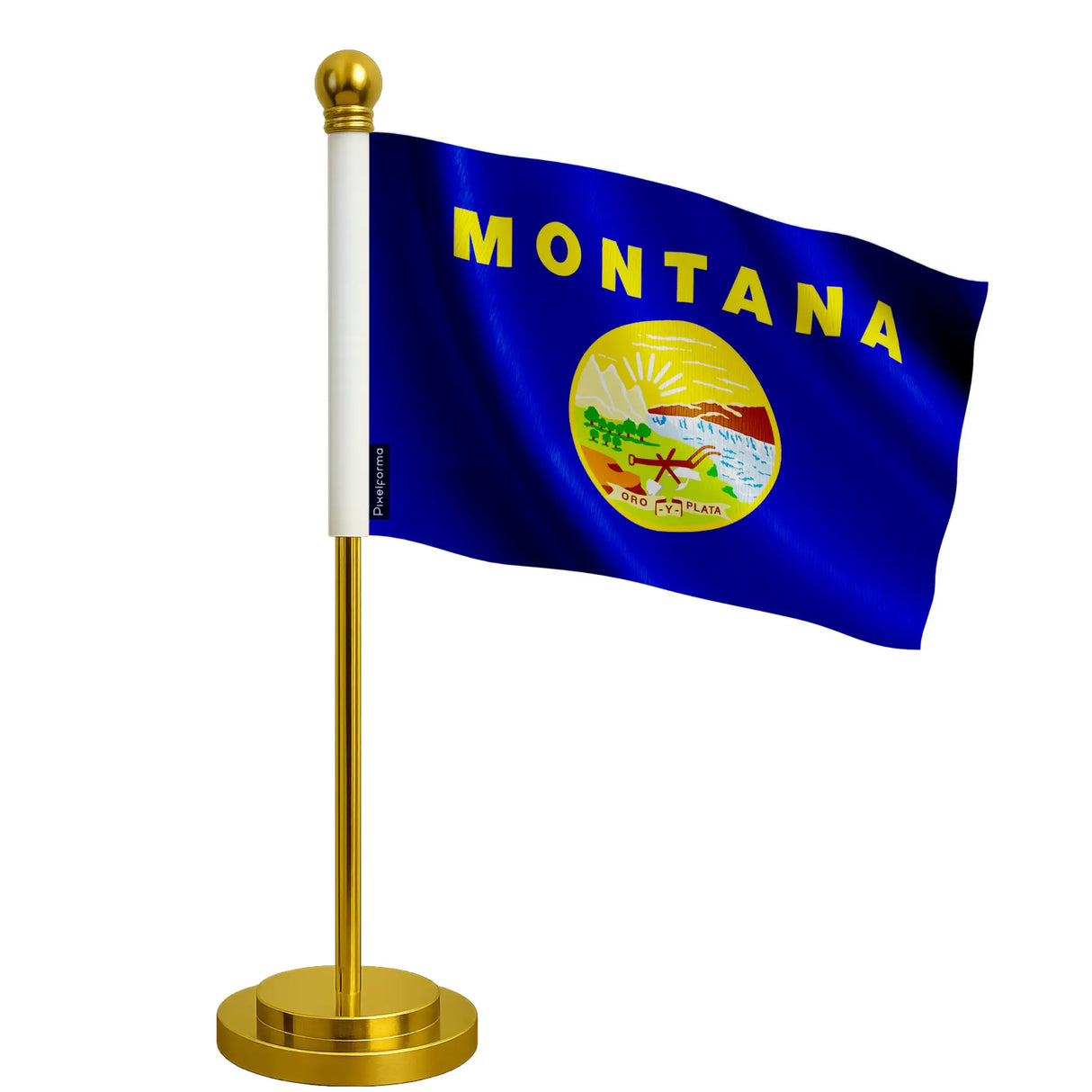Drapeau bureau montana polyester avec socle acier inoxydable