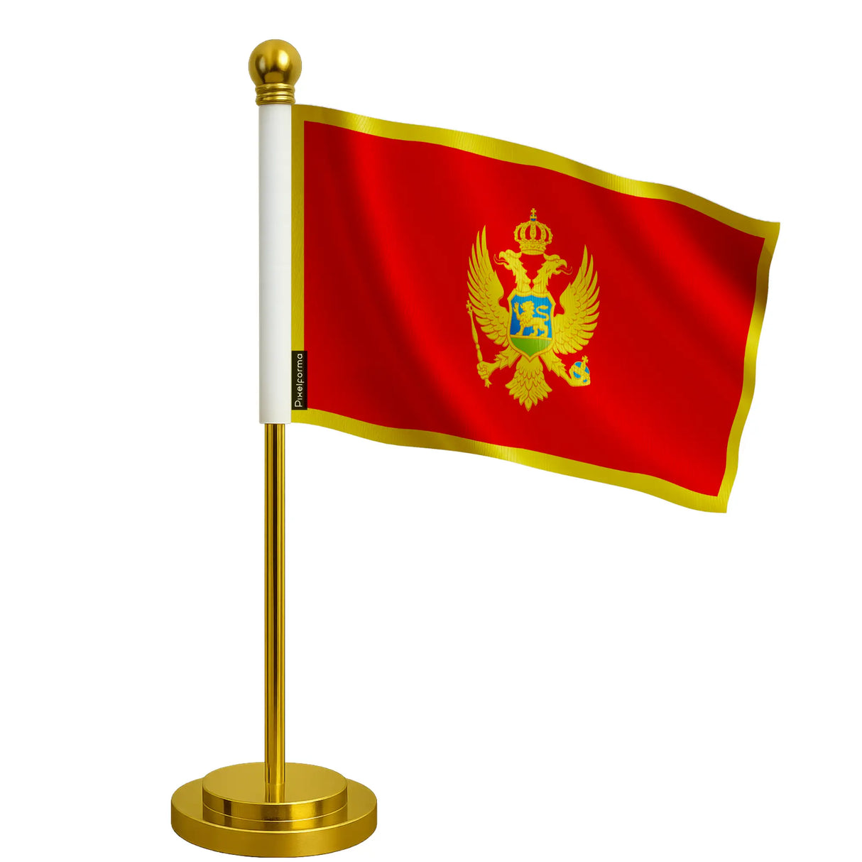 Drapeau bureau monténégro polyester socle acier inoxydable