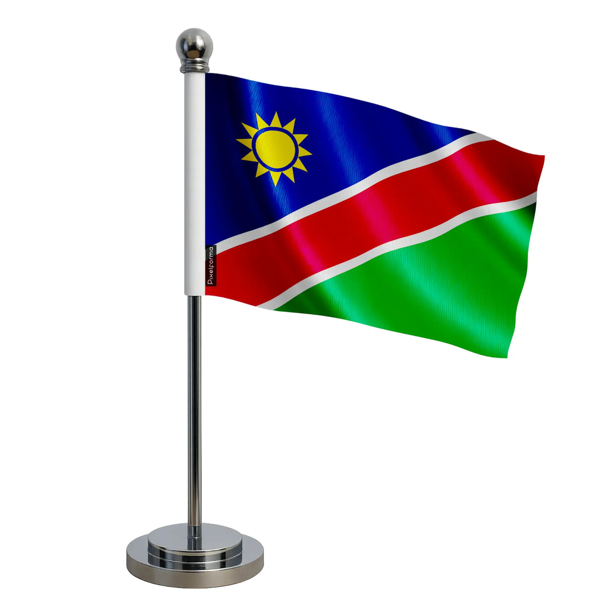 Drapeau bureau namibie polyester socle acier inoxydable