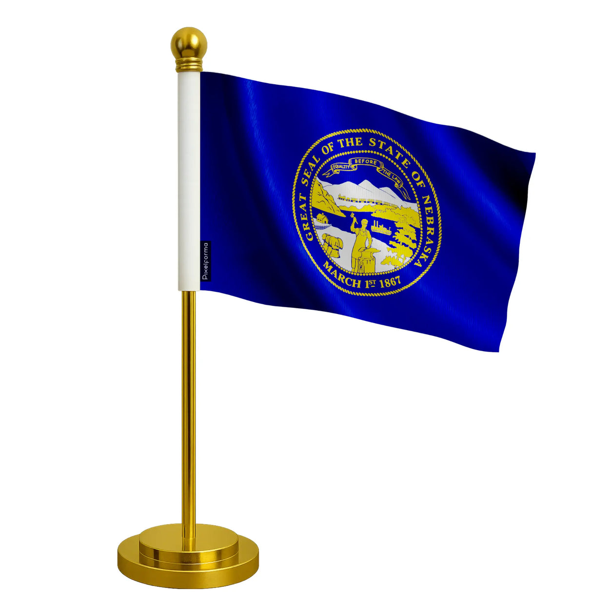 Drapeau bureau nebraska polyester avec socle acier inoxydable