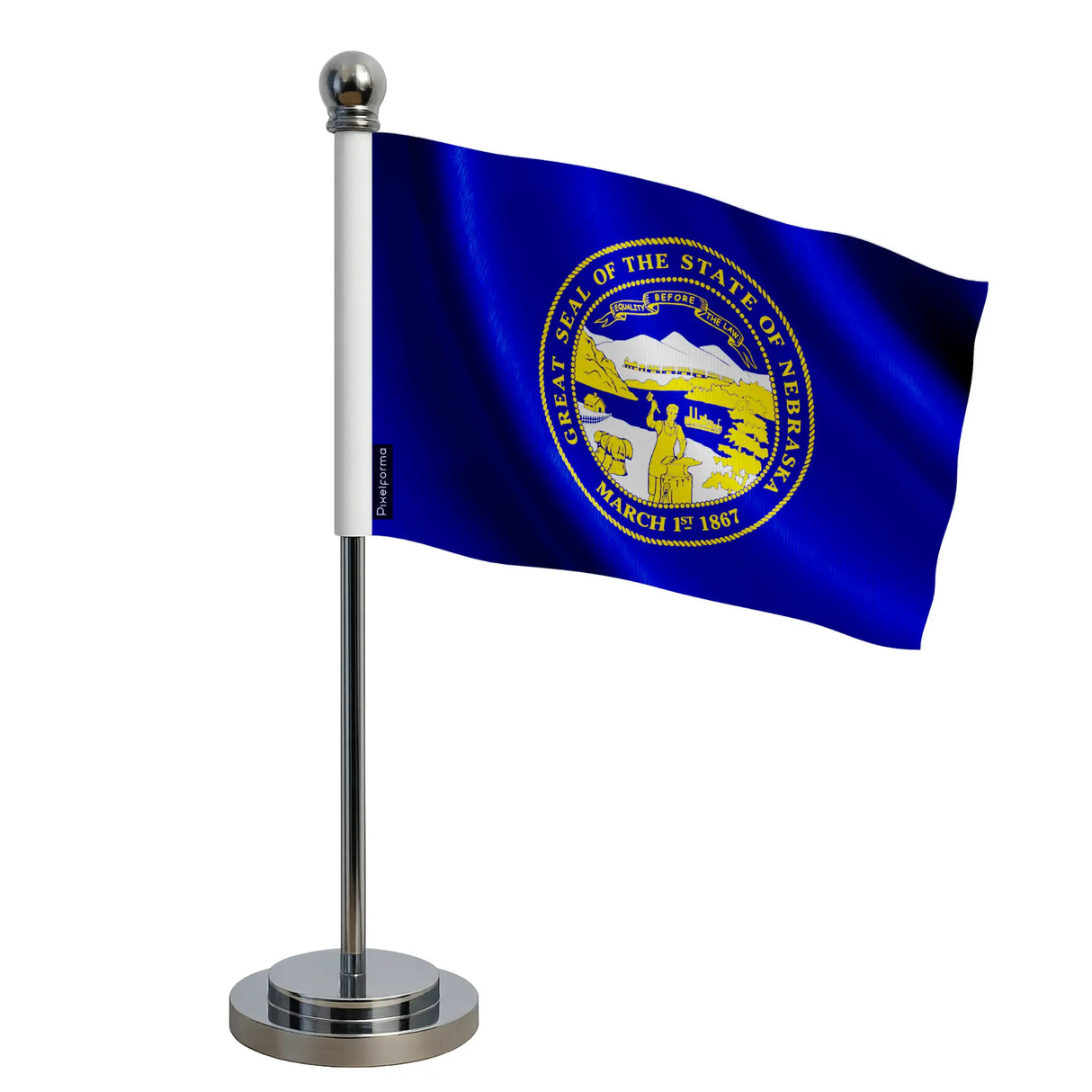 Drapeau bureau nebraska polyester socle acier inoxydable