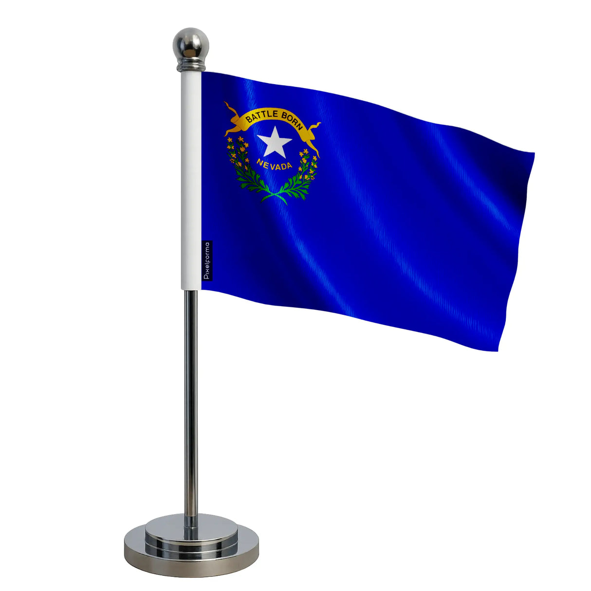 Drapeau bureau nevada polyester avec socle acier inoxydable