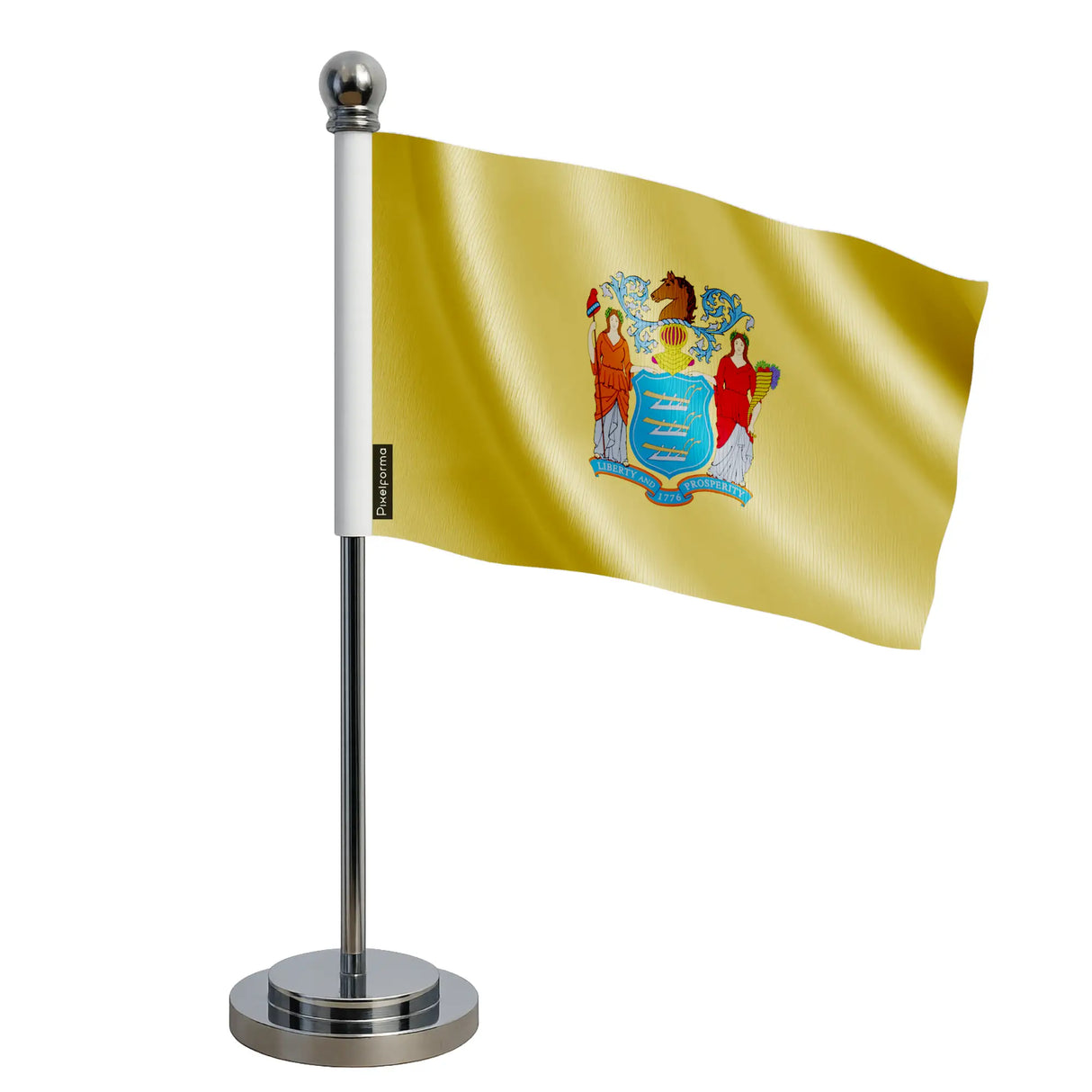 Drapeau bureau new jersey polyester socle acier inoxydable
