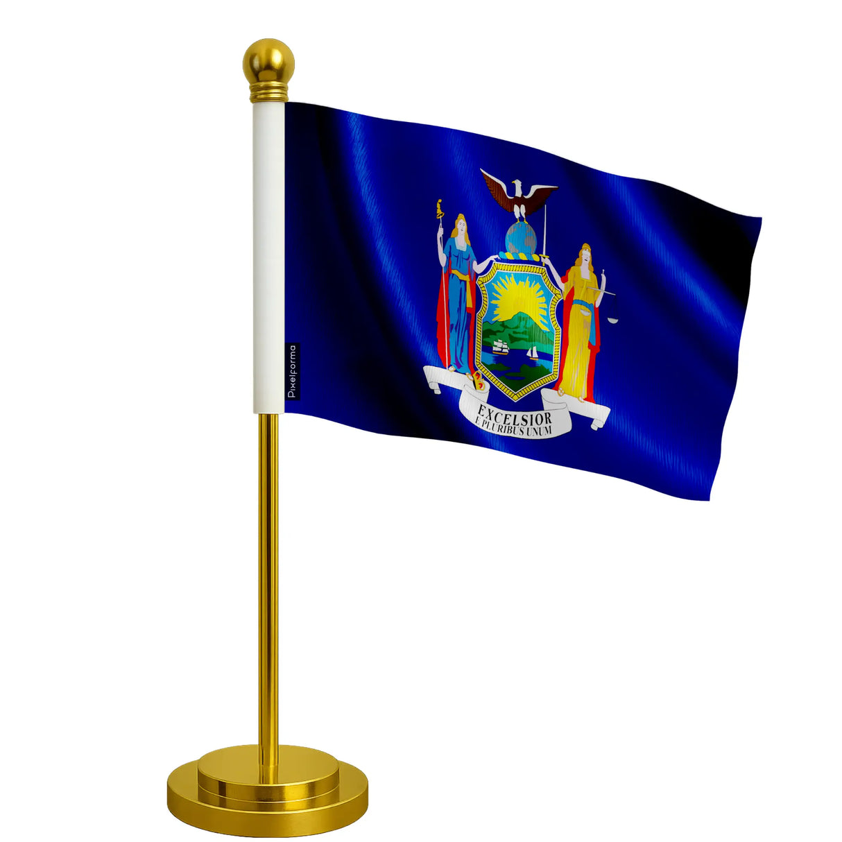 Drapeau bureau new york polyester avec socle acier inoxydable