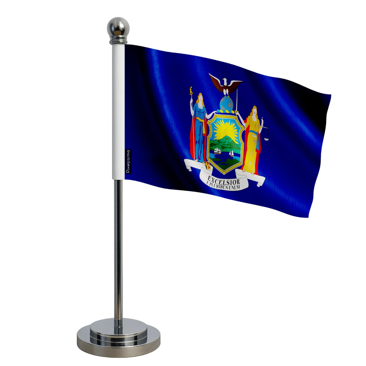 Drapeau bureau new york polyester socle acier inoxydable
