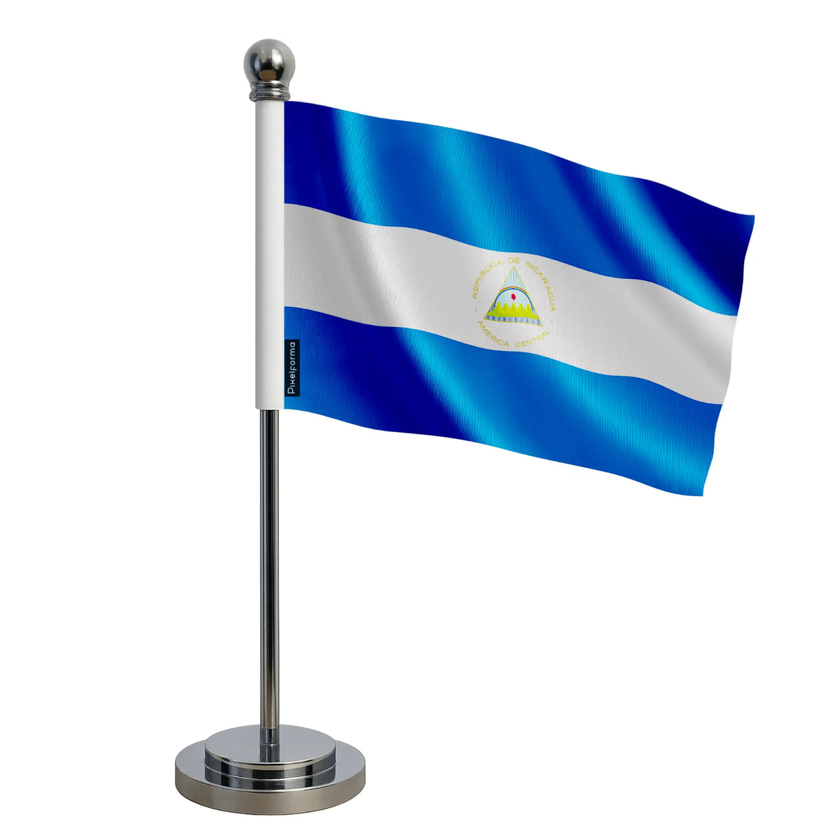 Drapeau bureau nicaragua polyester socle acier inoxydable