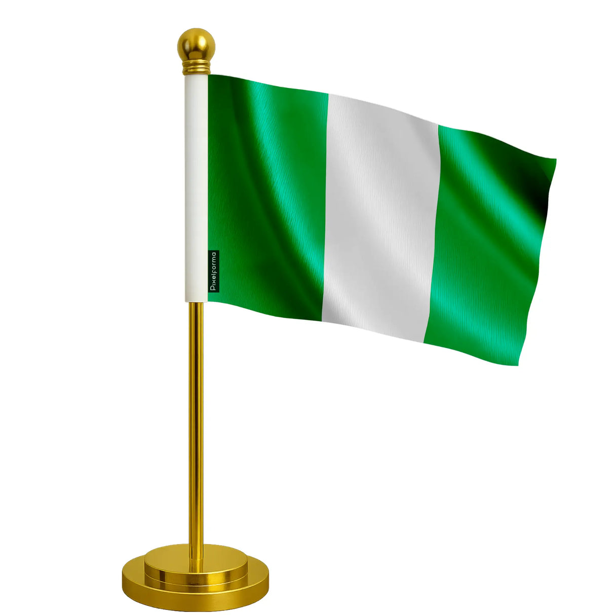 Drapeau bureau nigeria polyester socle acier inoxydable