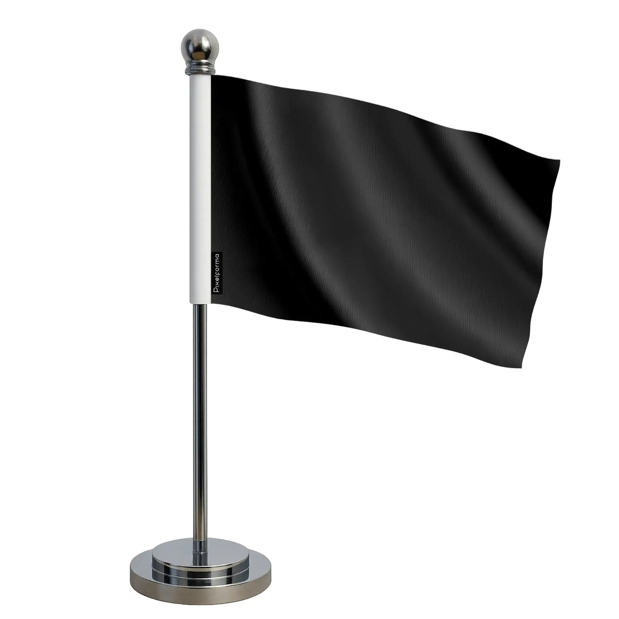 Drapeau bureau noir polyester avec socle acier inoxydable