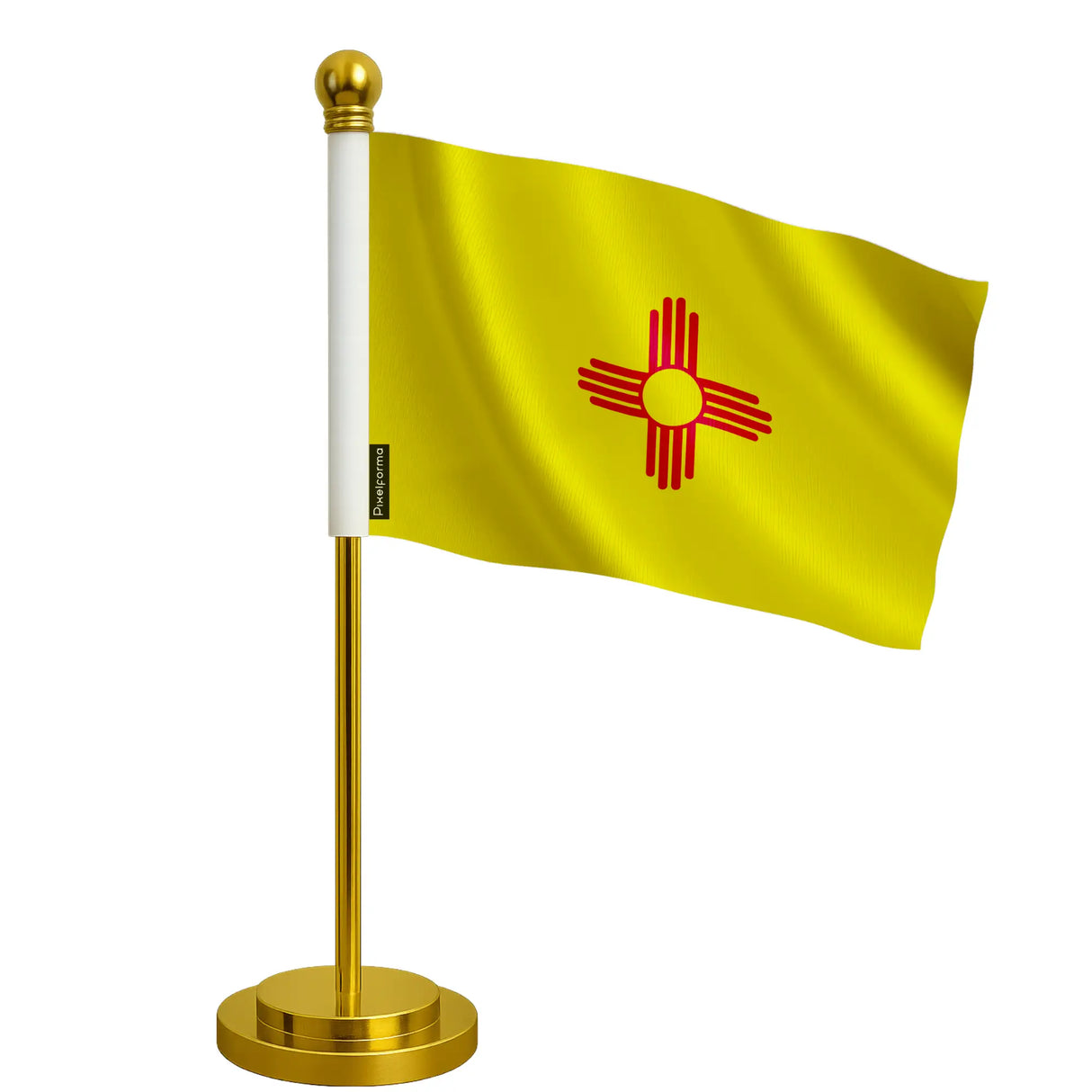 Drapeau bureau nouveau-mexique polyester socle acier inoxydable