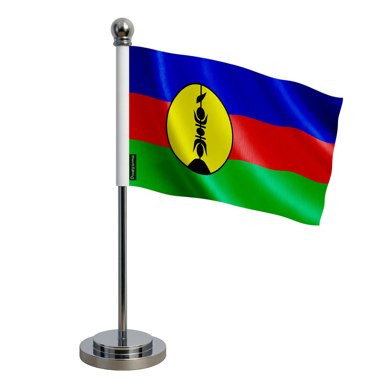 Drapeau bureau nouvelle-calédonie polyester socle inoxydable