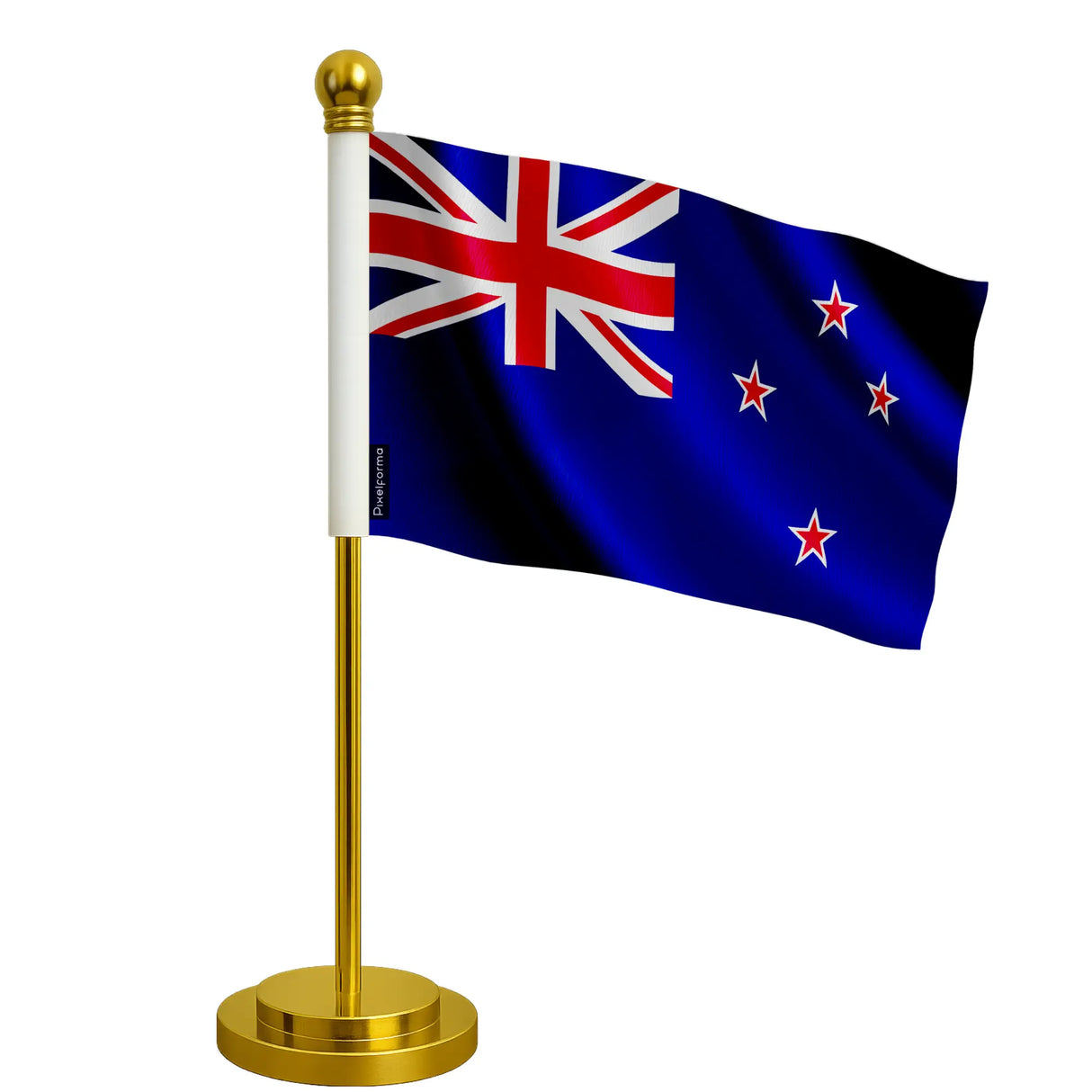 Drapeau bureau nouvelle-zélande polyester socle acier inoxydable