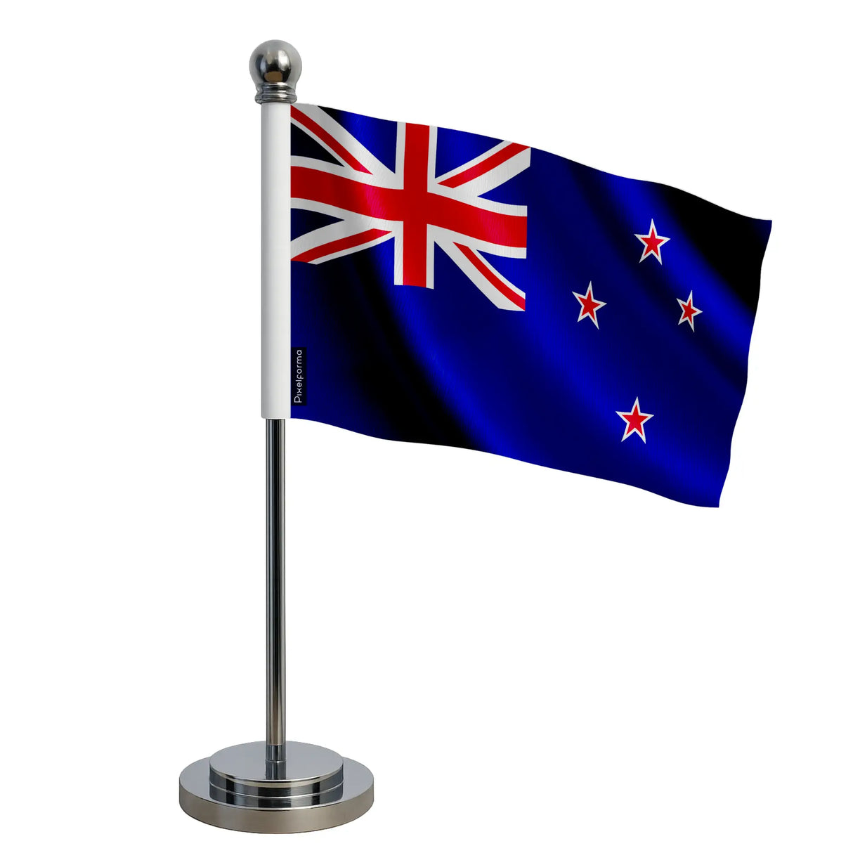 Drapeau bureau nouvelle-zélande polyester socle acier inoxydable