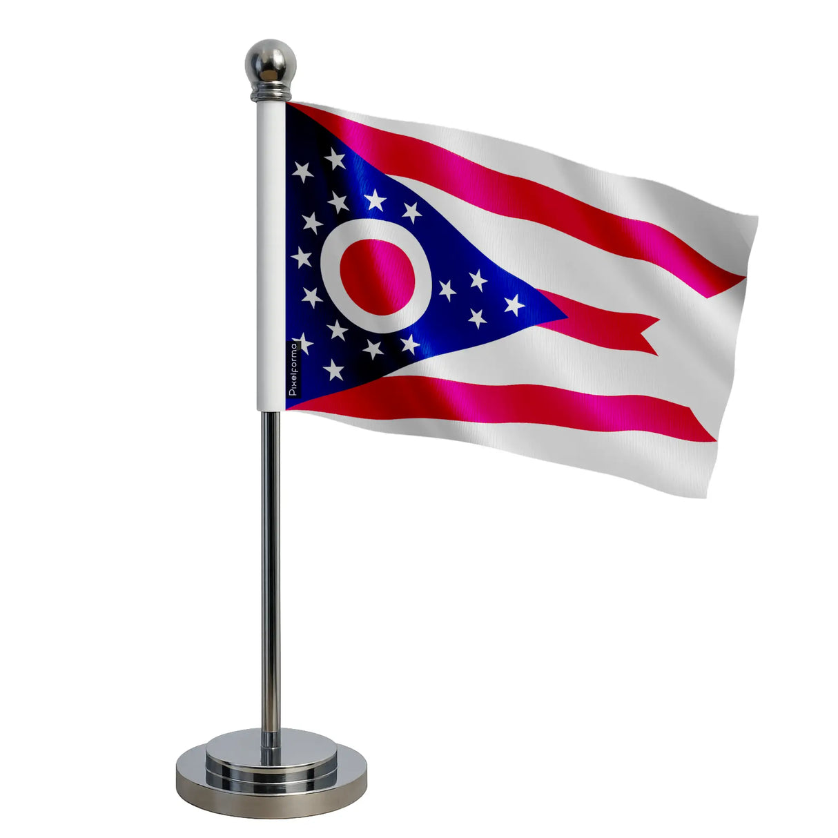 Drapeau bureau ohio polyester avec socle acier inoxydable