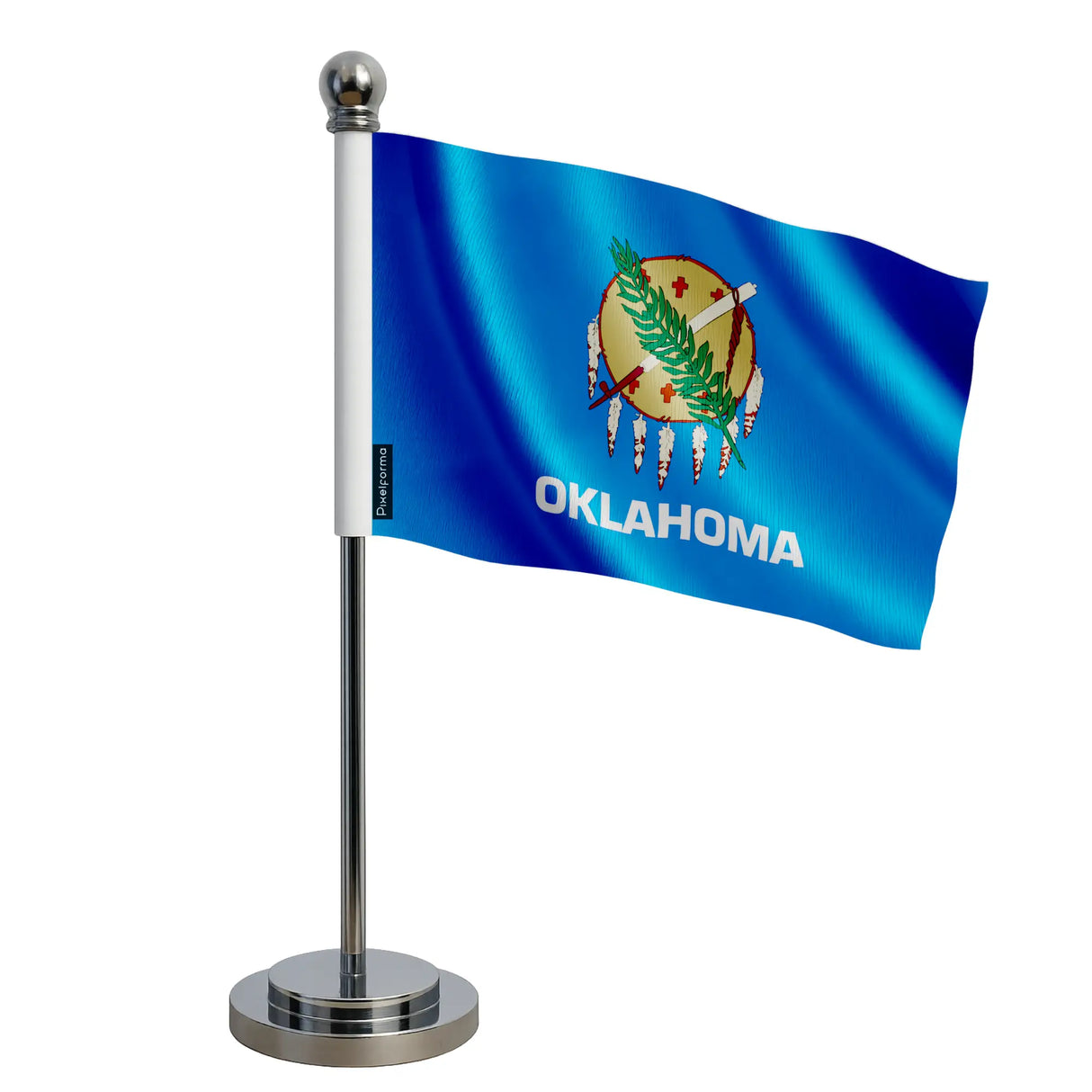Drapeau bureau oklahoma polyester avec socle acier inoxydable