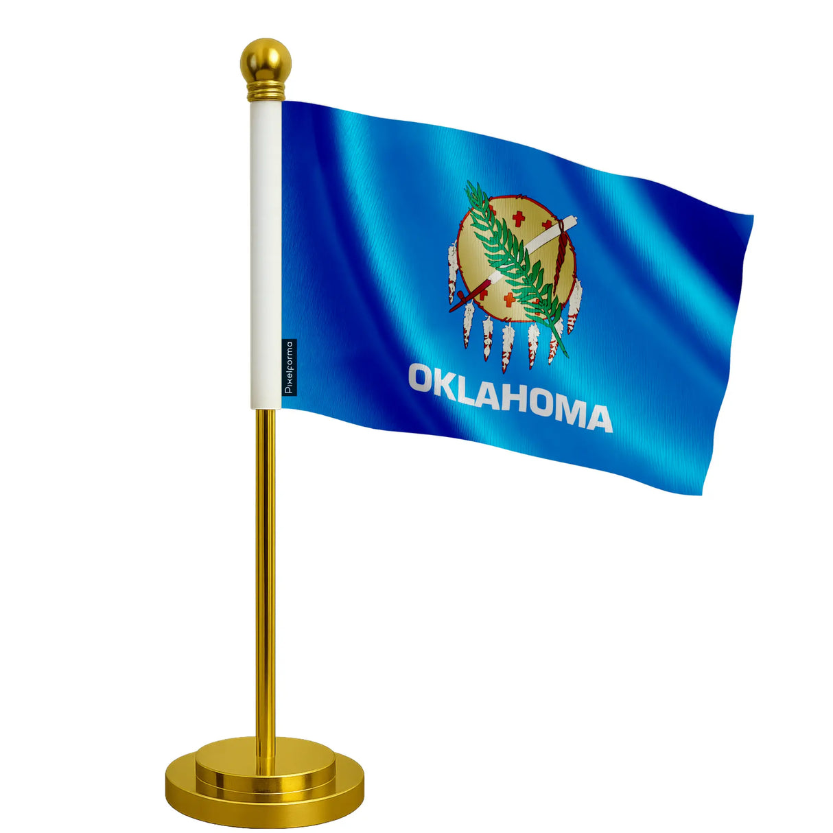 Drapeau bureau oklahoma polyester socle acier inoxydable