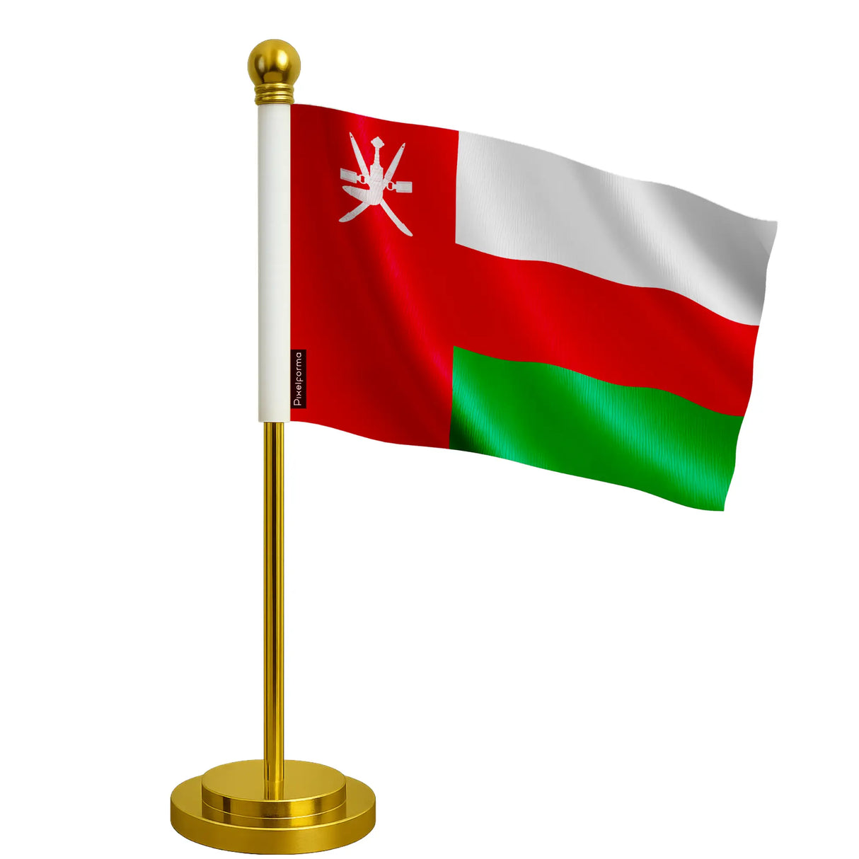 Drapeau bureau oman polyester socle acier inoxydable