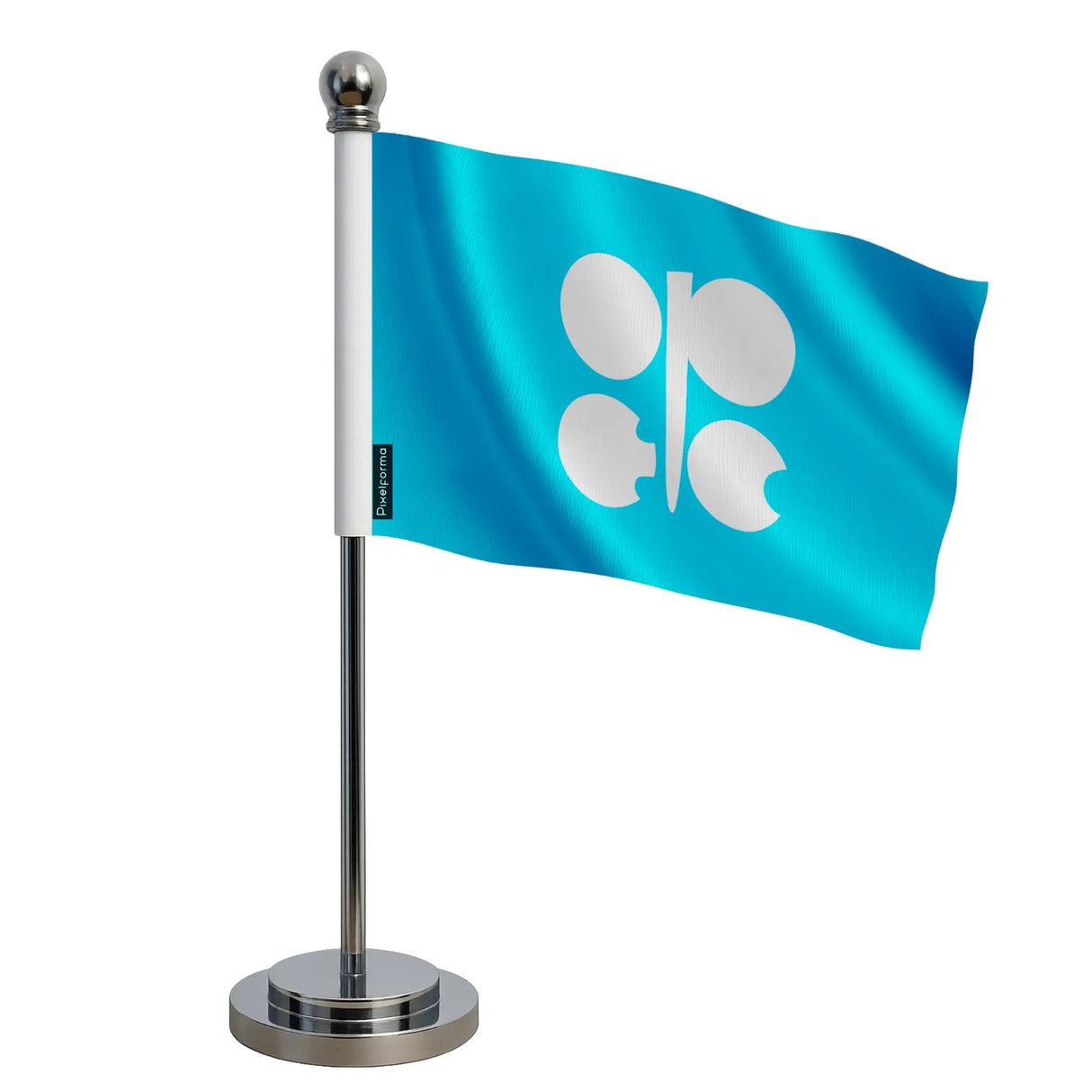 Drapeau bureau opep polyester socle acier inoxydable