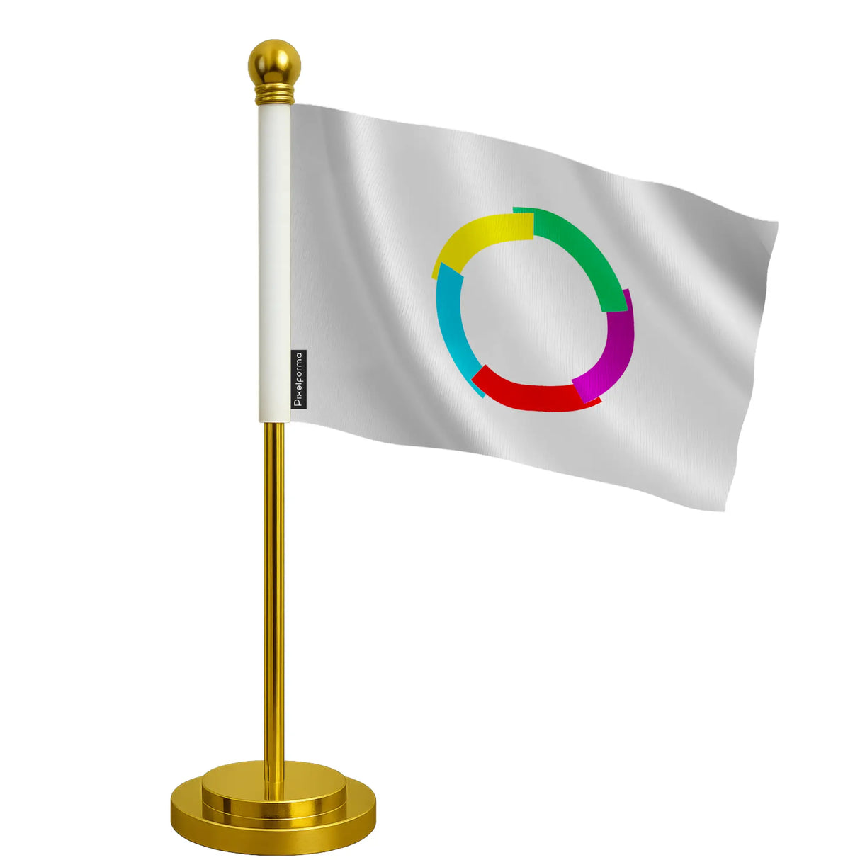 Drapeau bureau organisation internationale polyester socle acier