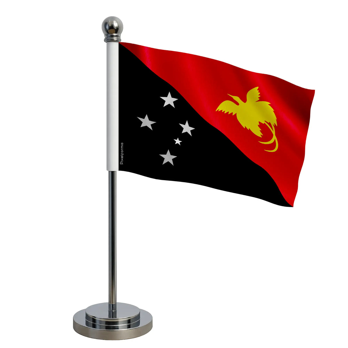 Drapeau bureau papouasie nouvelle guinée polyester socle acier