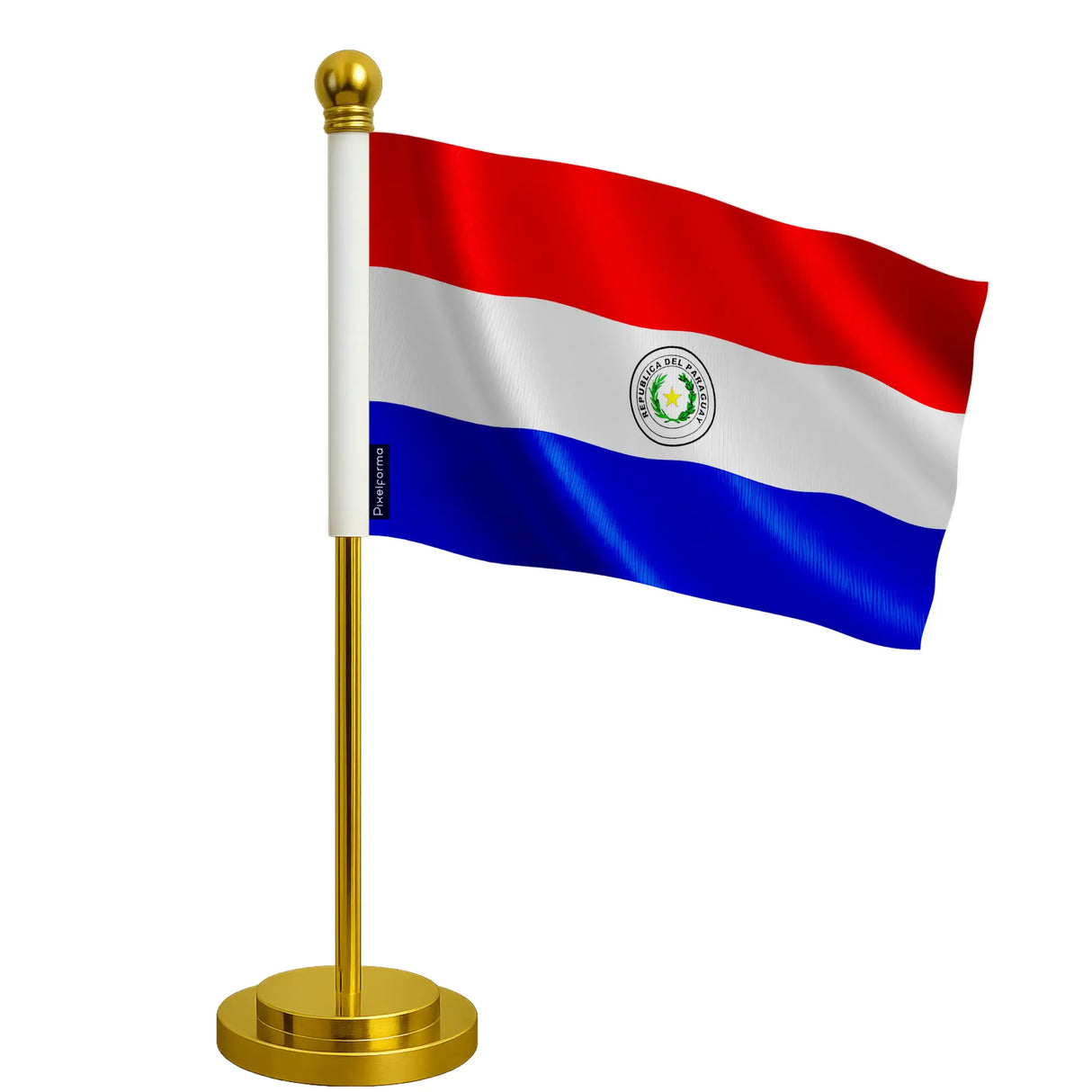Drapeau bureau paraguay polyester socle acier inoxydable