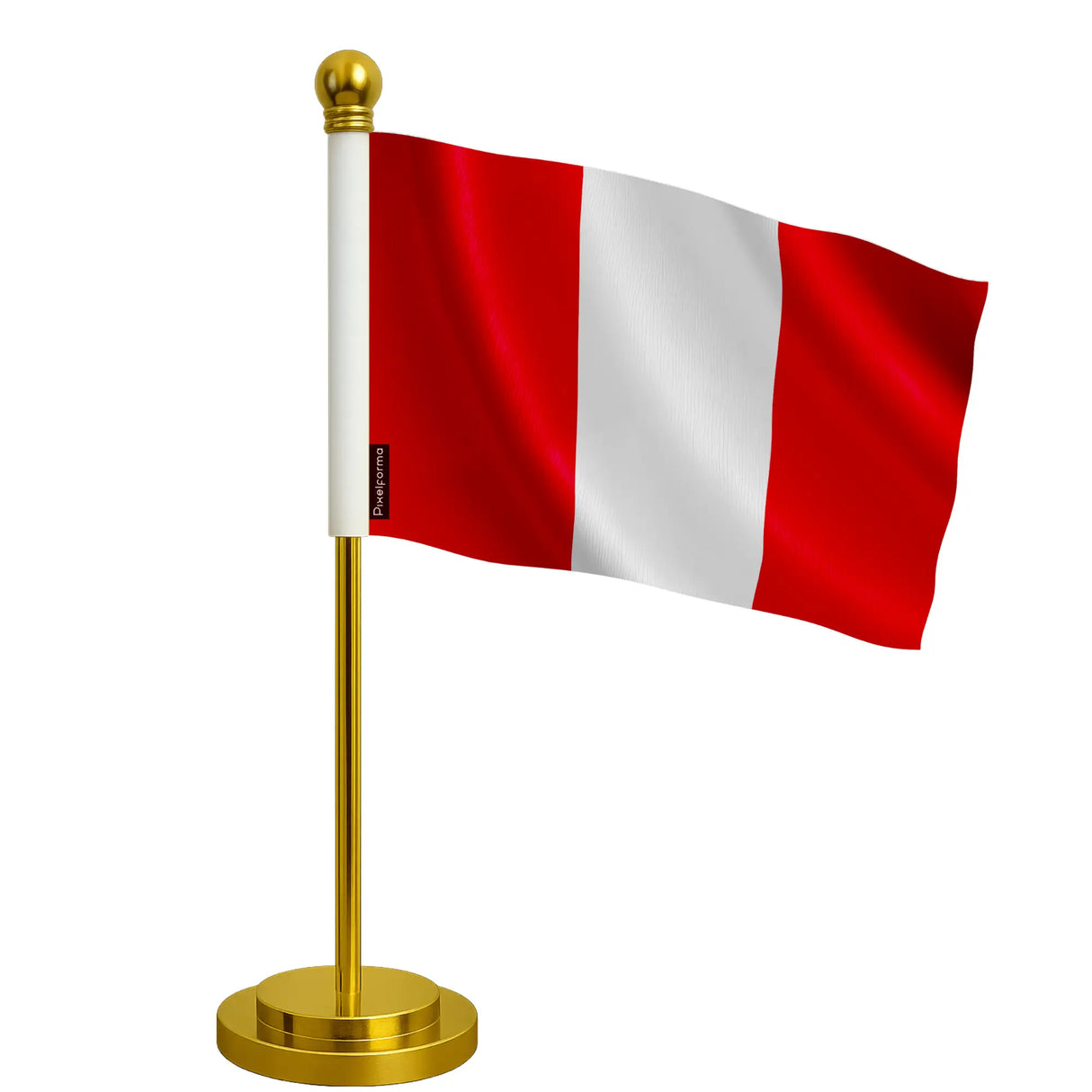 Drapeau bureau pérou polyester socle acier inoxydable