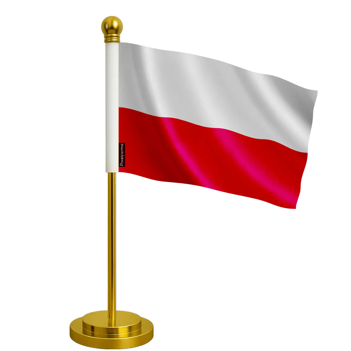 Drapeau bureau pologne polyester socle acier inoxydable